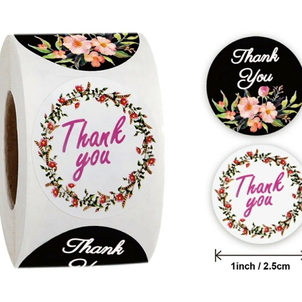Thank You Sticker Flower Label Wedding Packaging Envelope Seal NEW - Picture 2 of 3